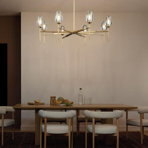 Elegant 8-Light Brass Crystal Chandelier with Gold Finish 54in Round