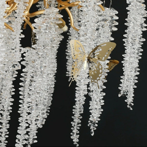 Elegant Crystal Icicle Chandelier in Branch Style for Dining Table Use-Chandeliers-Arialamps