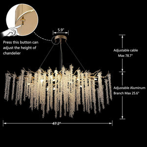 Elegant Crystal Icicle Chandelier in Branch Style for Dining Table Use-Chandeliers-Arialamps