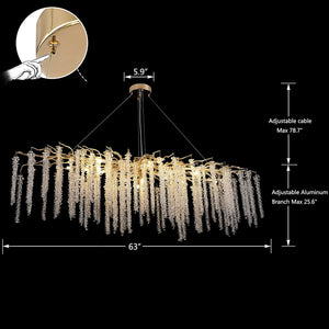 Elegant Crystal Icicle Chandelier in Branch Style for Dining Table Use-Chandeliers-Arialamps