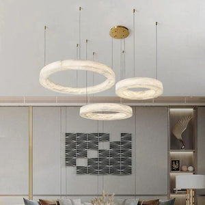Emerald Real Alabaster Ring Chandelier, Modern Circular Chandelier Chandelier Kevin Studio Inc