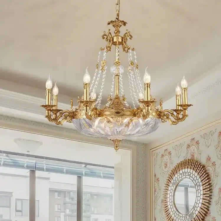 European Style Luxury Crystal Pendant Candle Chandelier for Living Room/Foyer/Entrys/Hallwayr - Arialamps
