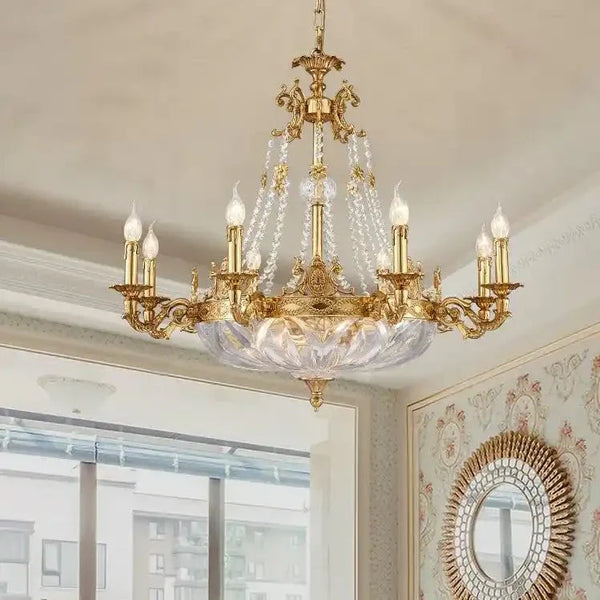 European Style Luxury Crystal Pendant Candle Chandelier for Living Room/Foyer/Entrys/Hallwayr - Arialamps