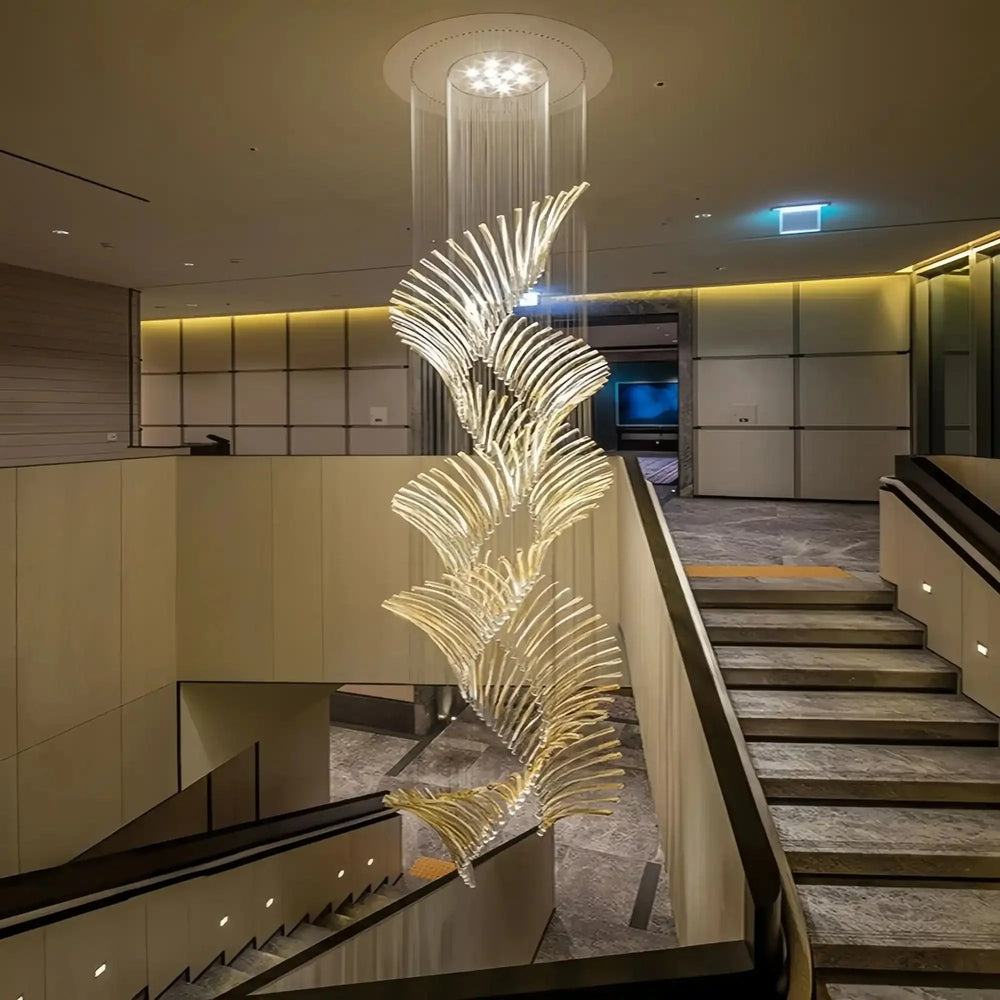 European Style Spiral Glass Chandelier for Staircase/Foyer/Hotel/Villa - Arialamps