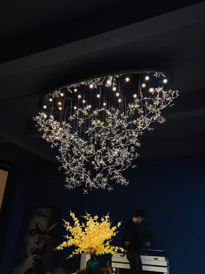 Exquisite Crystal Flower Branch Chandelier for Hotel Foyer and Entryway Ceiling Lighting Fixture-Chandeliers-Arialamps