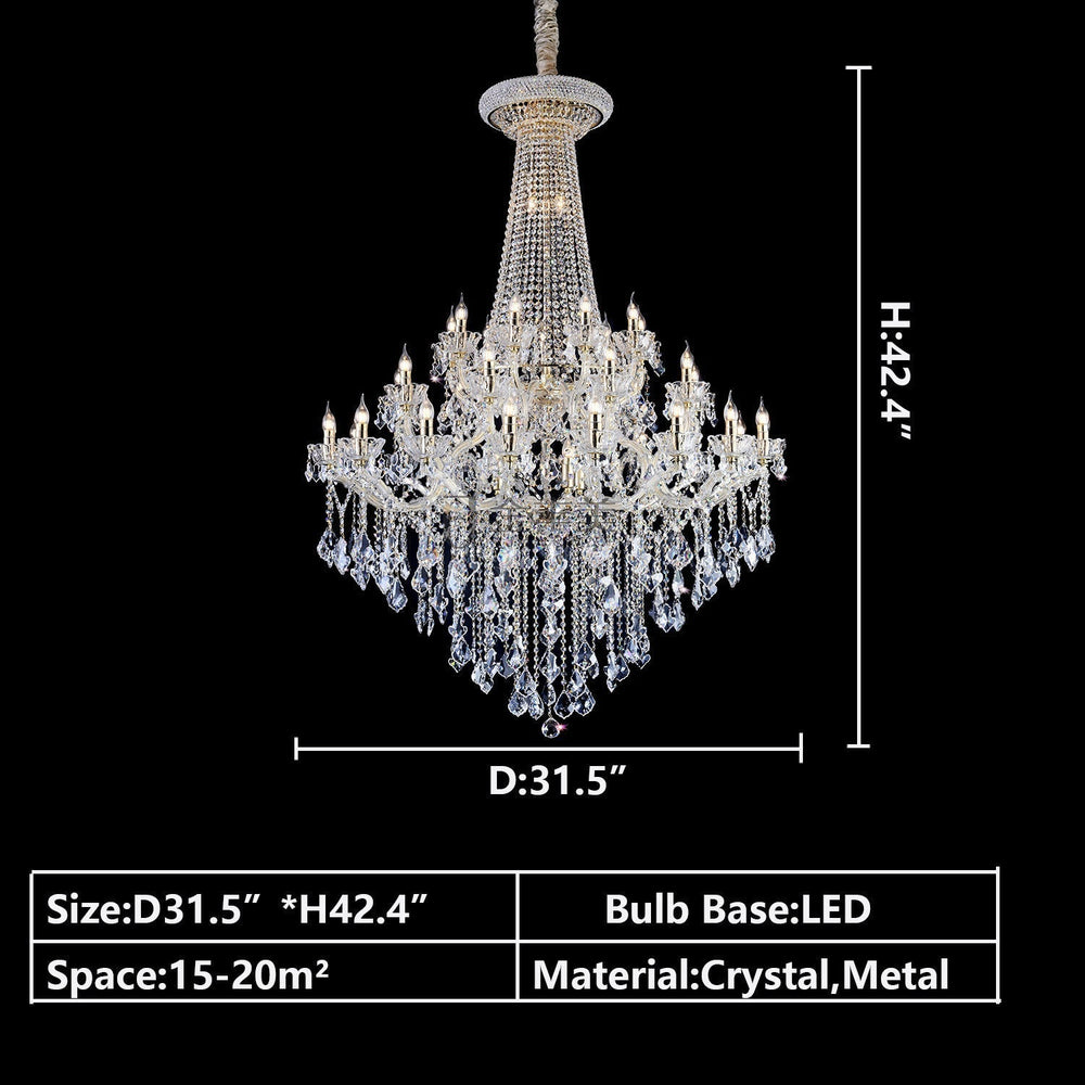 Extra Large French Candle Crystal Branch Chandelier for Foyer and Staircase