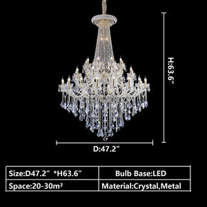 Extra Large French Candle Crystal Branch Chandelier for Foyer and Staircase