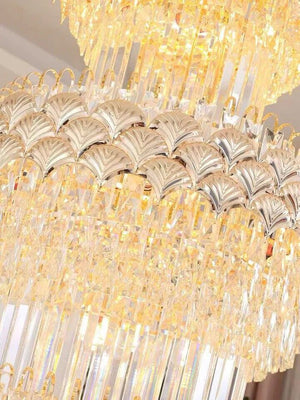 Extra Large Multi - layers Gold Luxury Crystal Chandelier Modern Empire Decrative Crystal Light For Living Room/Foyer/Staircase - Arialamps
