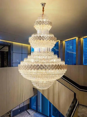 Extra Large Multi - layers Gold Luxury Crystal Chandelier Modern Empire Decrative Crystal Light For Living Room/Foyer/Staircase - Arialamps
