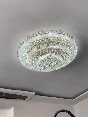 Extra Large Three Layers Round Luxury Flush Mounted Crystal Chandelier for Living Room - Arialamps