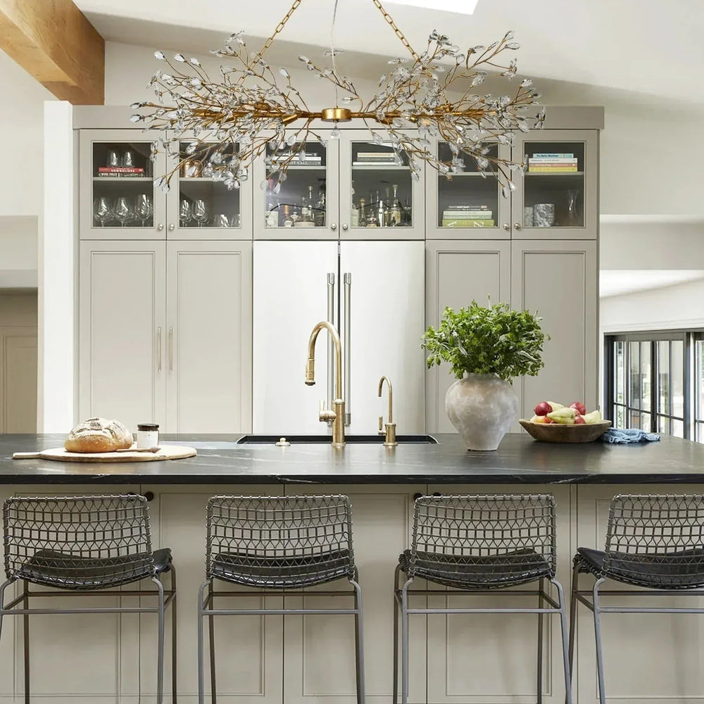 Fiore Linear Chandelier 43" 51" 68"W-Brass/Amber-51"-Arialamps