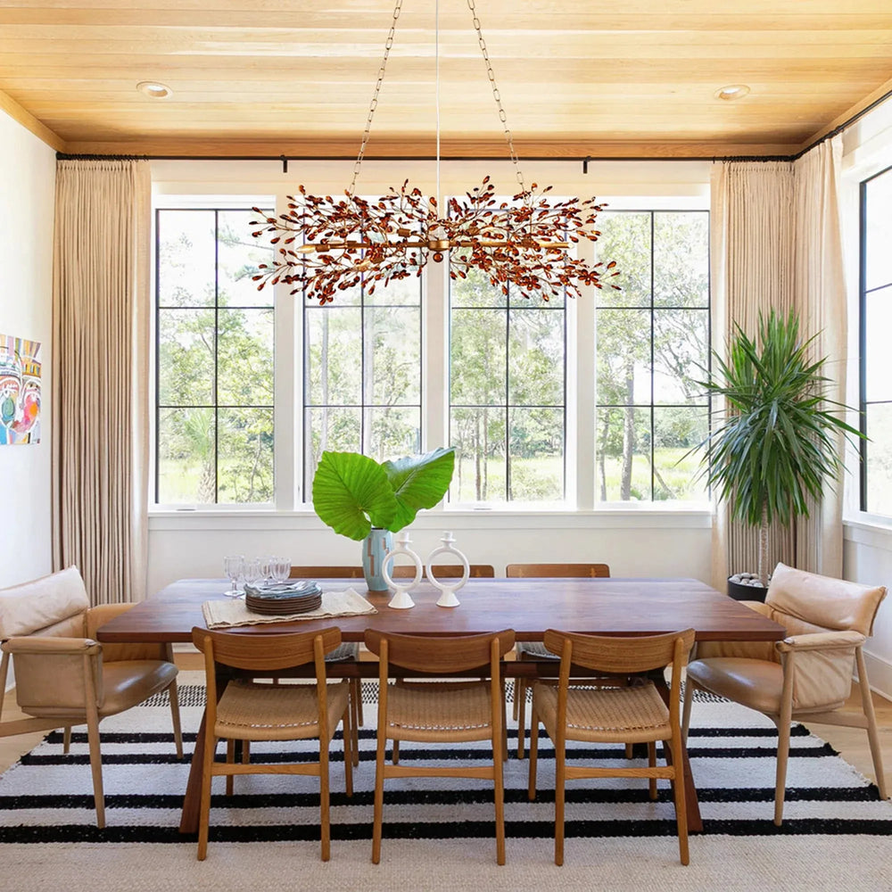 Fiore Linear Chandelier 43" 51" 68"W-Brass/Amber-51"-Arialamps