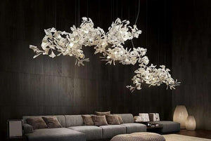 Fleur-de-lis Ceramic Branch Chandelier-Chandeliers-Length 180 cm ( 70.9 in ) x Width 60 cm ( 23.6 in ) x Height 60 cm (23.6 in )-Arialamps