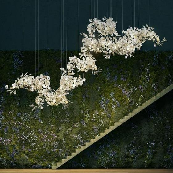 Fleur-de-lis Ceramic Branch Chandelier-Chandeliers-Length 250 cm ( 98.5 in ) x Width 65 cm ( 25.6 in ) x Height 65 cm ( 25.6 in )-Arialamps