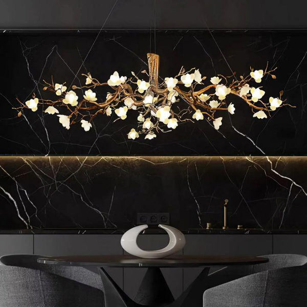 Flower Bloom Branch Brass Chandelier-chandeliers for dining room,chandeliers for stairways,chandeliers for foyer,chandeliers for bedrooms,chandeliers for kitchen,chandeliers for living room-Arialamps