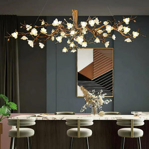 Flower Bloom Branch Brass Chandelier-chandeliers for dining room,chandeliers for stairways,chandeliers for foyer,chandeliers for bedrooms,chandeliers for kitchen,chandeliers for living room-Arialamps