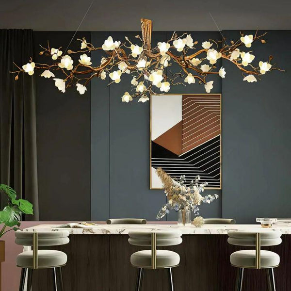 Flower Bloom Branch Brass Chandelier-chandeliers for dining room,chandeliers for stairways,chandeliers for foyer,chandeliers for bedrooms,chandeliers for kitchen,chandeliers for living room-Arialamps