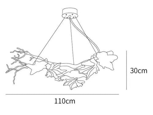 Folio Branch Brass Chandelier-chandeliers for dining room,chandeliers for stairways,chandeliers for foyer,chandeliers for bedrooms,chandeliers for kitchen,chandeliers for living room-Dia 43.3″(110cm) x W 20.5″(52cm) x H 11.8″(30cm)-Arialamps