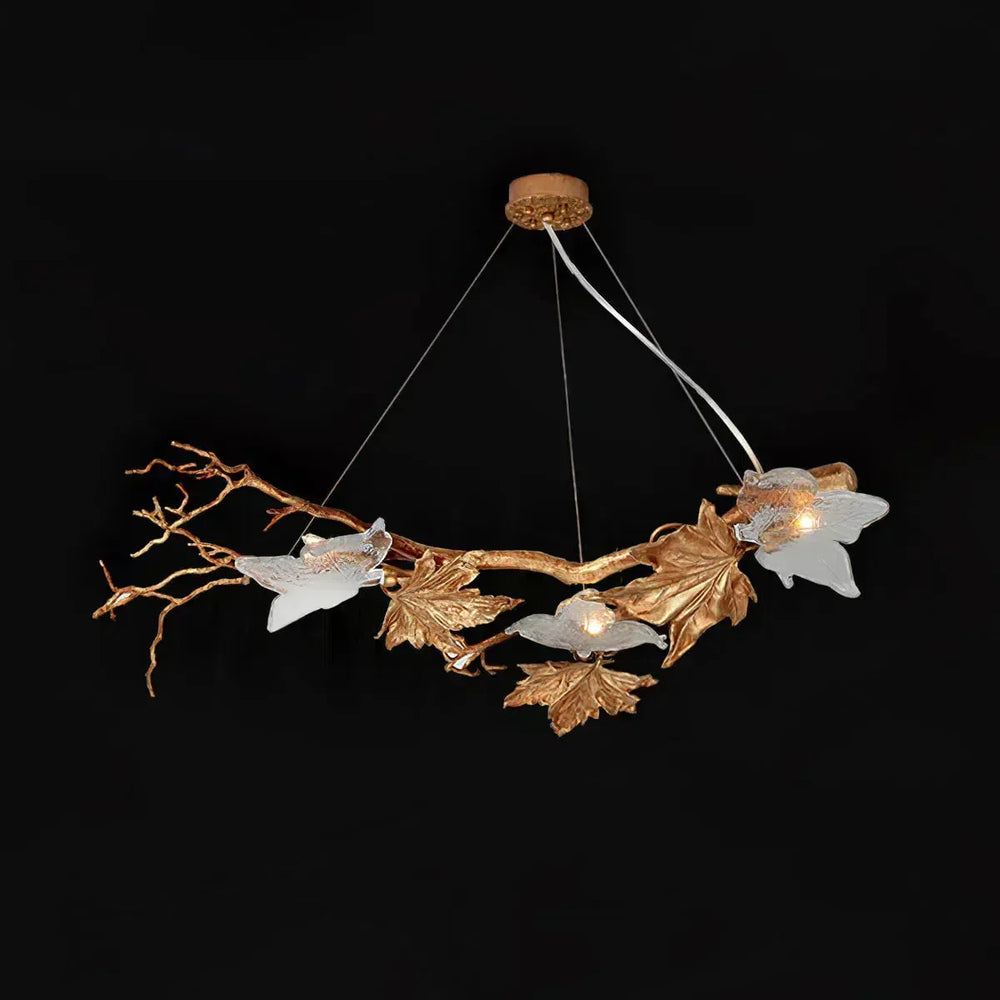 Folio Branch Brass Chandelier-chandeliers for dining room,chandeliers for stairways,chandeliers for foyer,chandeliers for bedrooms,chandeliers for kitchen,chandeliers for living room-Arialamps