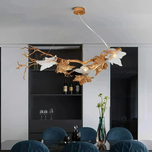 Folio Branch Brass Chandelier-chandeliers for dining room,chandeliers for stairways,chandeliers for foyer,chandeliers for bedrooms,chandeliers for kitchen,chandeliers for living room-Arialamps