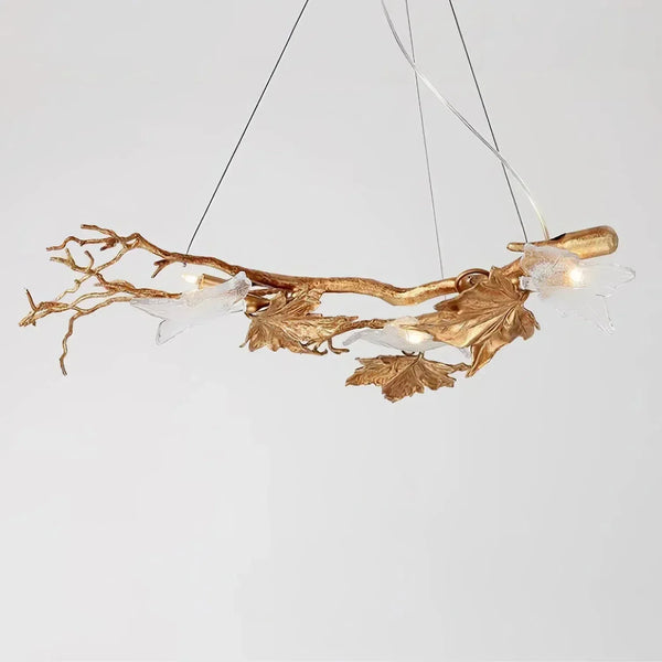 Folio Branch Brass Chandelier-chandeliers for dining room,chandeliers for stairways,chandeliers for foyer,chandeliers for bedrooms,chandeliers for kitchen,chandeliers for living room-Arialamps