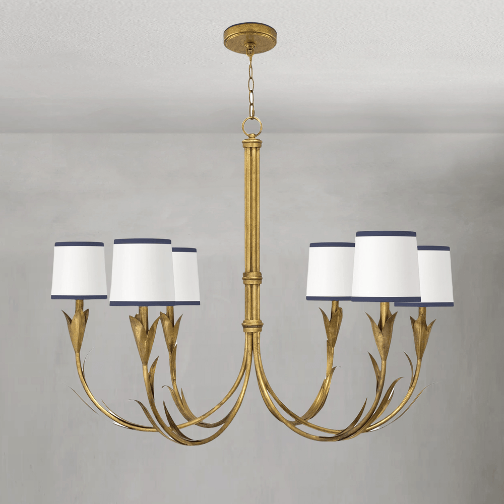 Fontara Dark Blue Reed Chandelier(Antique Gold Leaf) - Arialamps
