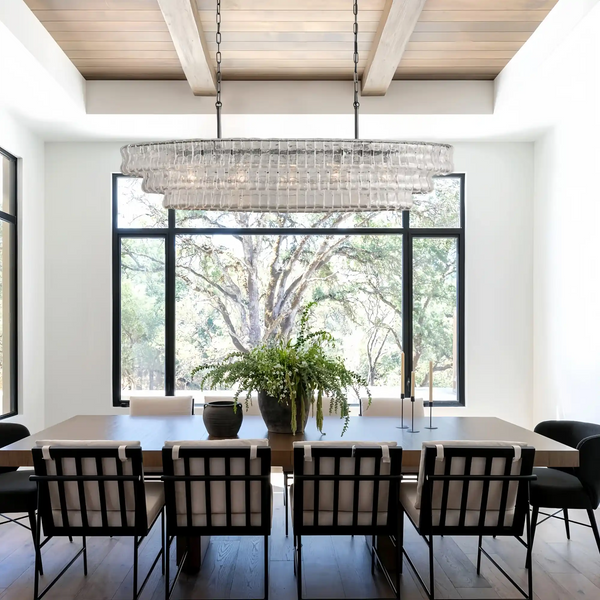 Ghiaccio Glass Oval Chandelier 54''65''-Arialamps