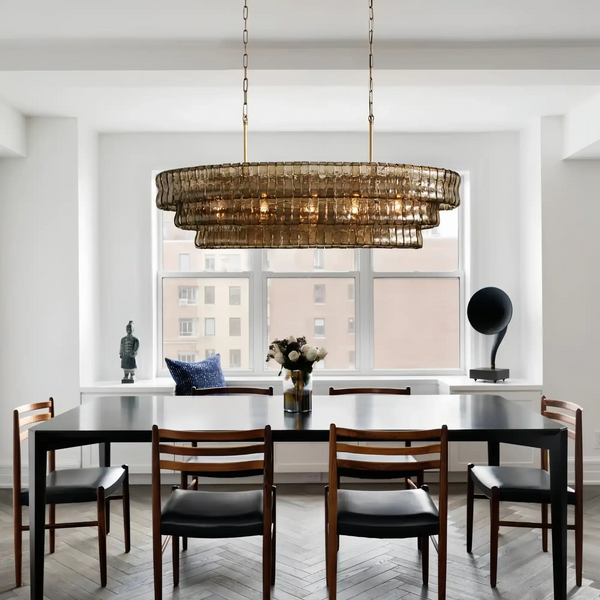 Ghiaccio Glass Oval Chandelier 54''65''-Arialamps
