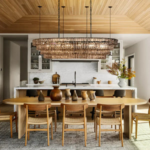 Ghiacio Glass Oval Chandelier 54''65''-