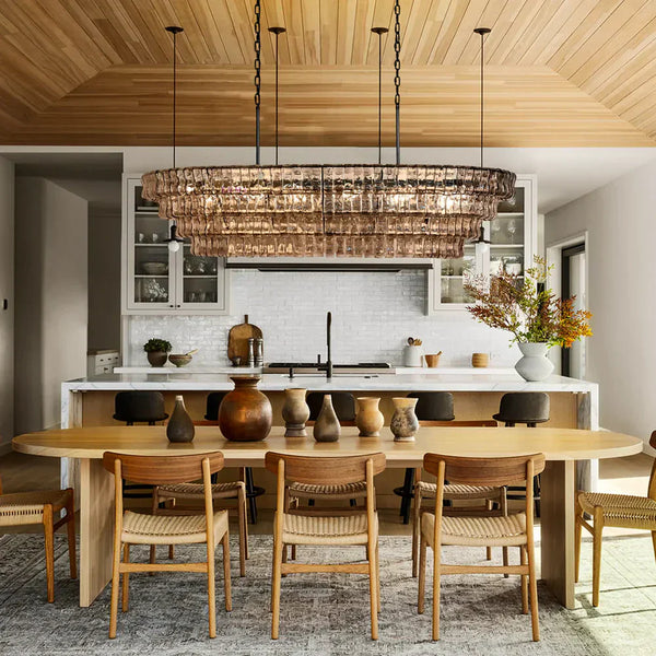 Ghiacio Glass Oval Chandelier 54''65''-