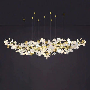 Ginkgo A Branch Chandelier-chandeliers for dining room,chandeliers for stairways,chandeliers for foyer,chandeliers for bedrooms,chandeliers for kitchen,chandeliers for living room-All white leaves-150CM (L59"）-Arialamps