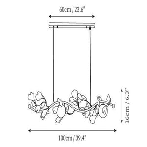Ginkgo Glass Chandelier-chandeliers for dining room,chandeliers for stairways,chandeliers for foyer,chandeliers for bedrooms,chandeliers for kitchen,chandeliers for living room-4 heads Size: L 39.4″(100cm) x H 6.3″(16cm)-Arialamps