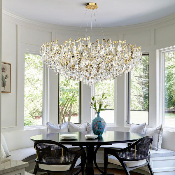 Gold Modern Crystal Tree Branch Leaf Chandelier for Home