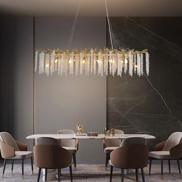 YUYI Gold Tree Branch Crystal Chandelier 47.2" Rectangular