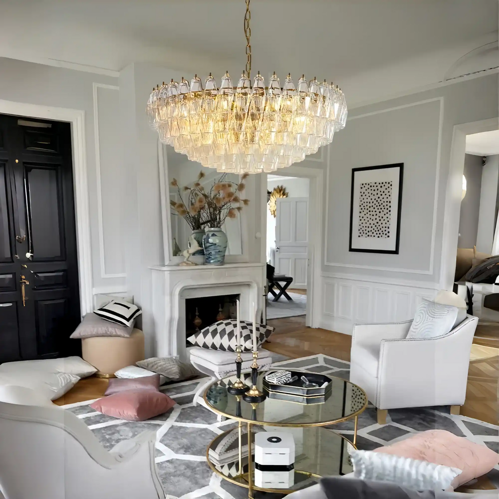 Hand Blown Tier Glass Large Murano Chandelier 24"31"40"