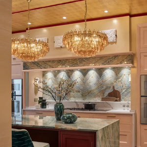 Hand Blown Tier Glass Large Murano Chandelier 24"31"40"