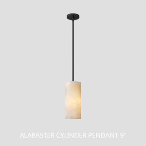 Hand Carved Alabaster Cylinder Pendent