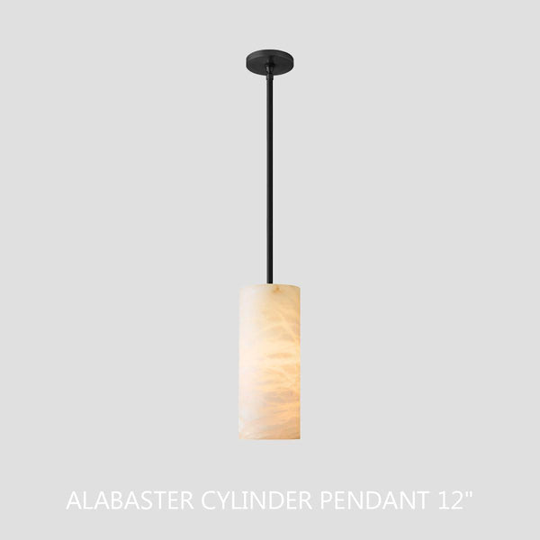 Hand Carved Alabaster Cylinder Pendent