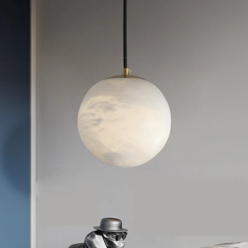 Kevin Hansa Alabaster Ball Pendant Light, Island Mini Pendant Light Kevinstudiolives 5"D