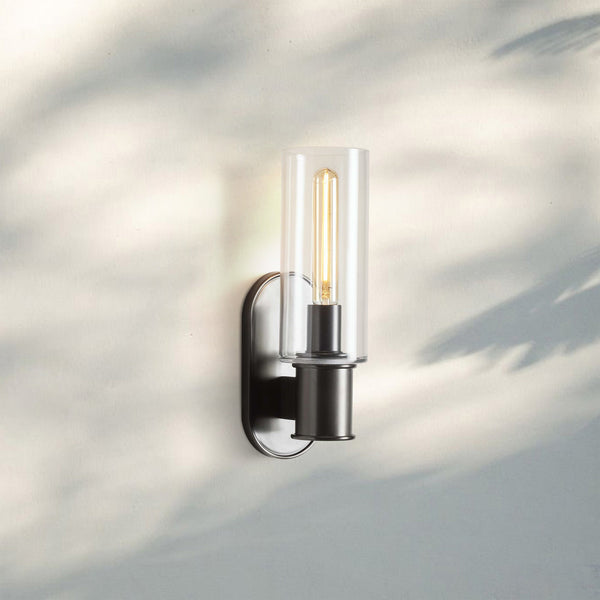 Harline Clear Glass Wall Sconce-Bronze-