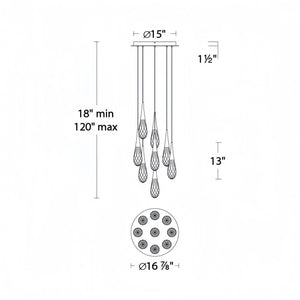 Hibiscus LED Multi Light Pendant Light Round Chandelier - Arialamps