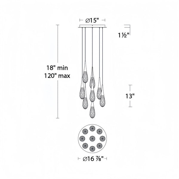 Hibiscus LED Multi Light Pendant Light Round Chandelier - Arialamps
