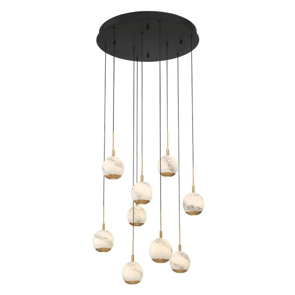 Kimma Lights Round LED Chandelier-Chandelier-Matte Black-9 Light-Arialamps