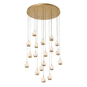 Kimma Lights Round LED Chandelier-Chandelier-Lacquered Burnished Brass-19 Light-Arialamps