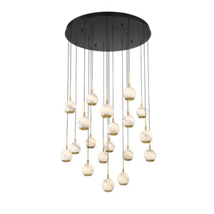 Kimma Lights Round LED Chandelier-Chandelier-Matte Black-19 Light-Arialamps