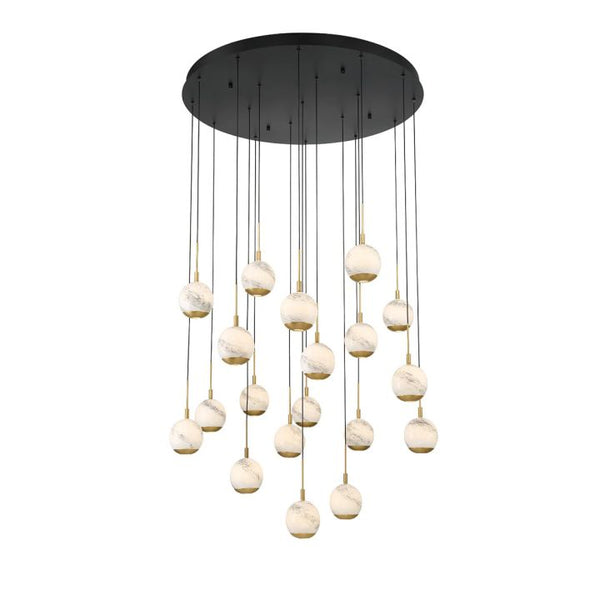 Kimma Lights Round LED Chandelier-Chandelier-Matte Black-19 Light-Arialamps