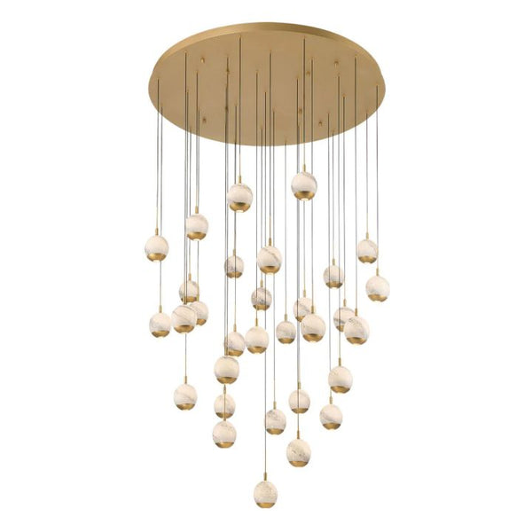 Kimma Lights Round LED Chandelier-Chandelier-Lacquered Burnished Brass-31 Light-Arialamps