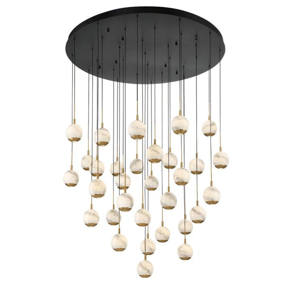 Kimma Lights Round LED Chandelier-Chandelier-Matte Black-31 Light-Arialamps