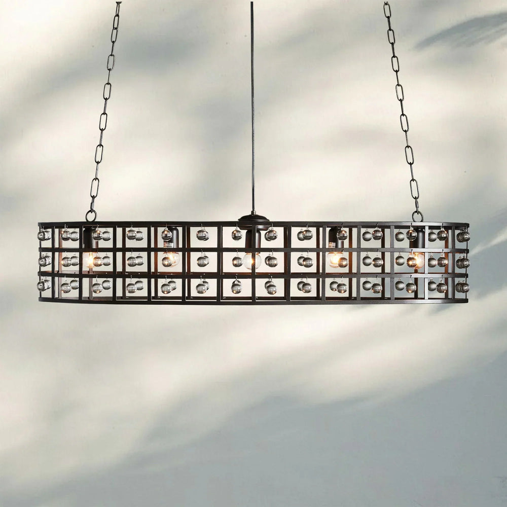 La Caged 5-Light Oval Chandelier-Silver Clay-