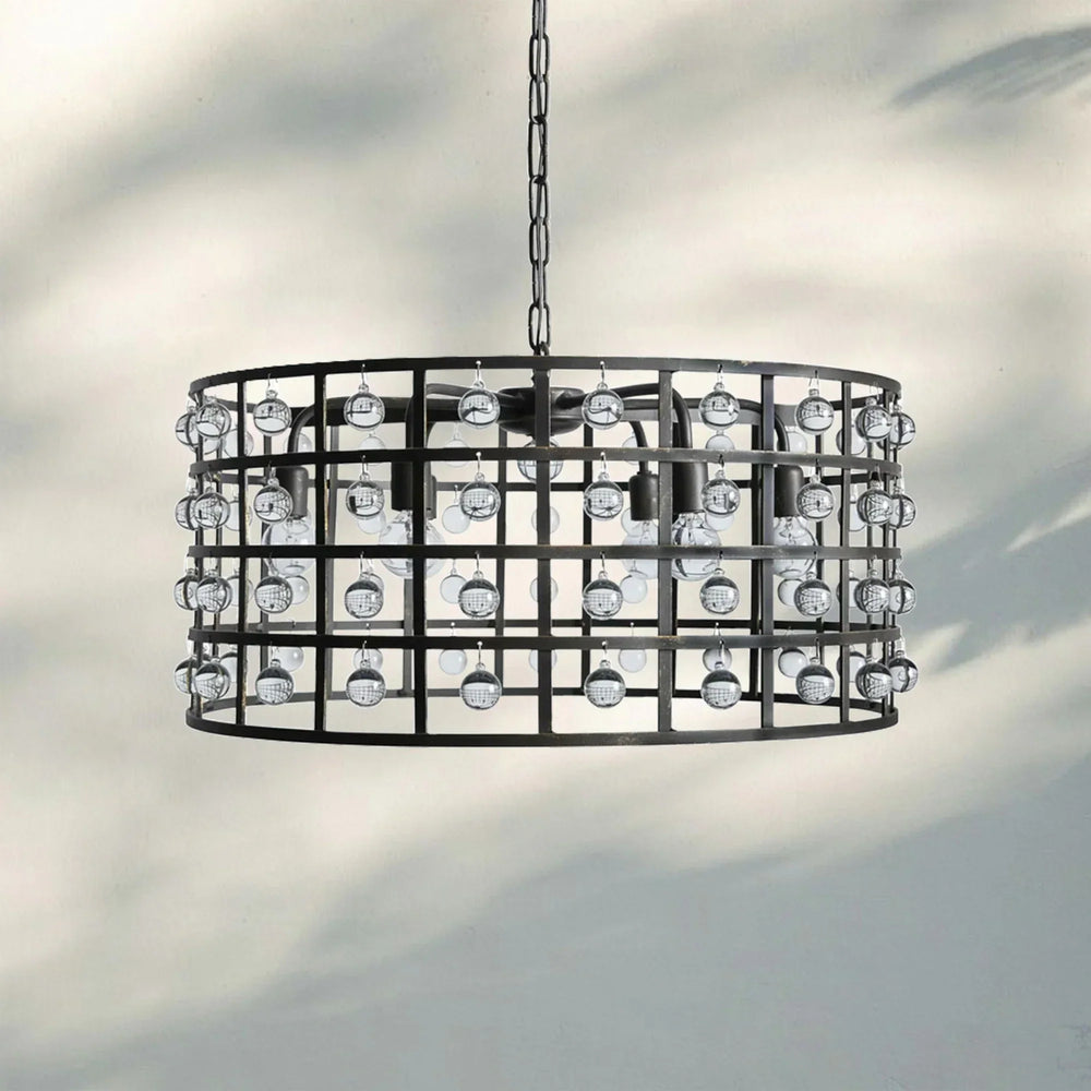 La Caged Round Chandelier 6/8/12 Light-6-Light-Silver Clay-